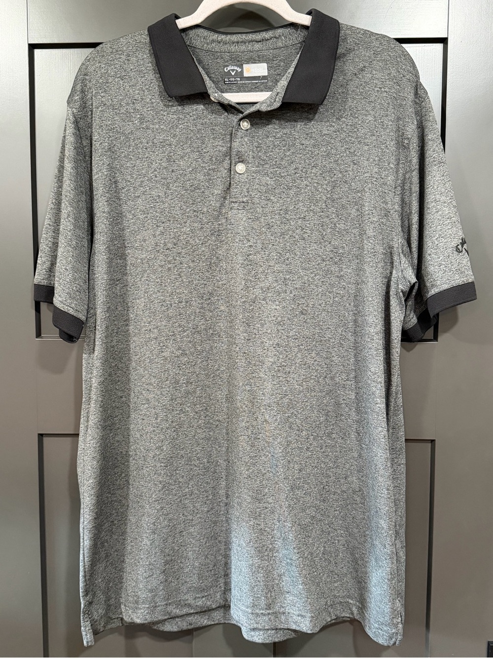 Callaway Gray Heather Polo with Black Collar and Cuff Trim